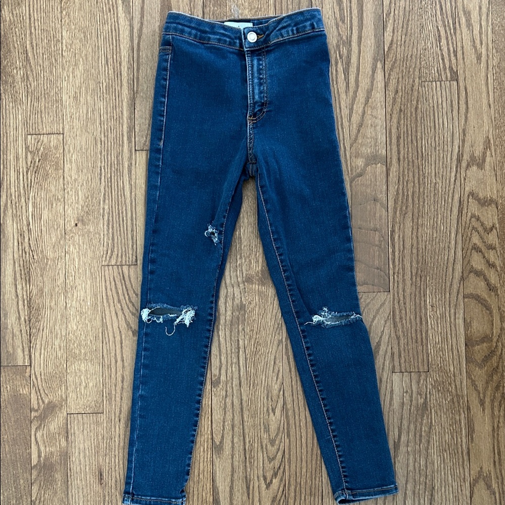 Zara Kids - Classic Blue Skinny Stretch Distressed Jeans - Size 9